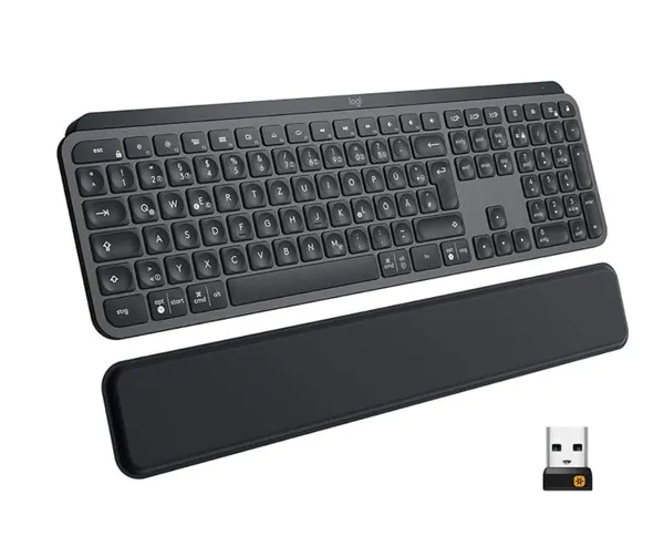 Logitech MX Keys Advanced Wireless Illuminated Keyboard - Graphite Bundle MX Palm Rest