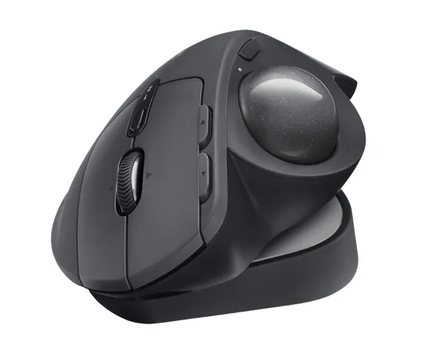 Logitech MX Ergo Wireless Trackball Mouse, Ergonomic Design, Move Content Between 2 Windows and Apple Mac Computers (Bluetooth or USB), Rechargeable