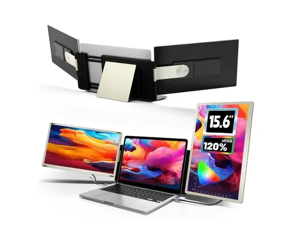 S6 15.6 ″Triple Laptop Screen Extender Monitor FHD 1080P IPS Laptop Monitor Extender Dual Screen, Portable Monitor for Laptops 13-17.3" with USB-C/HDMI Port