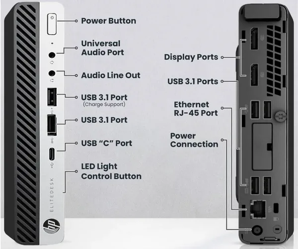 HP Elitedesk 705 G4 RYZEN 5 2400, 16GB 512GB SSD, 2GB Graphics