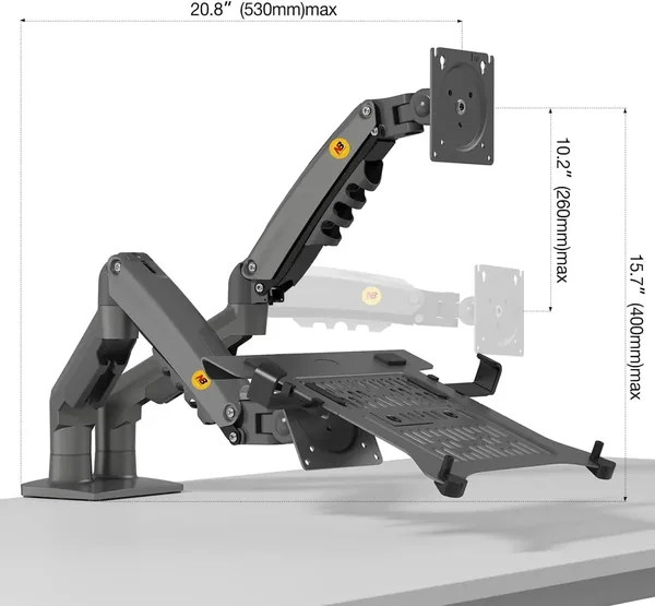 NB North Bayou F160-FP Dual Arm Monitor and Laptop Stand (17″-