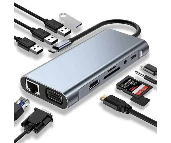 Netvan USB C Adapter 11 in 1 Dongle  HUB
