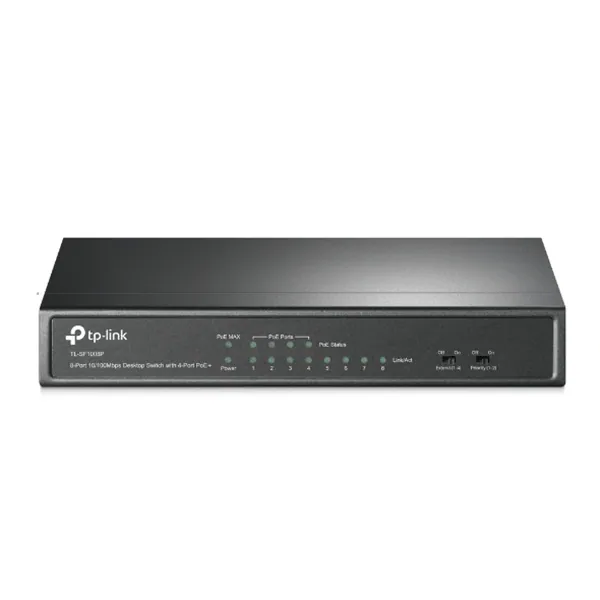 TP-Link TL-SF1008P | 8 Port 10/100Mbps PoE Switch | 4 PoE+ Ports @66W | Desktop | Plug &amp; Play