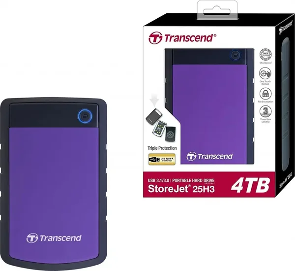 Transcend 4TB Store Jet 25H3 External Hard Disk Drive – TS4TSJ25H3P