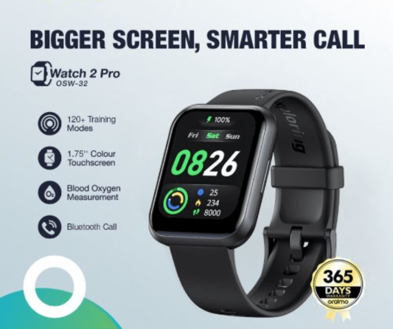 Oraimo Watch 2 Pro BT Call Quickly Reply Health Monitor Smart Watch