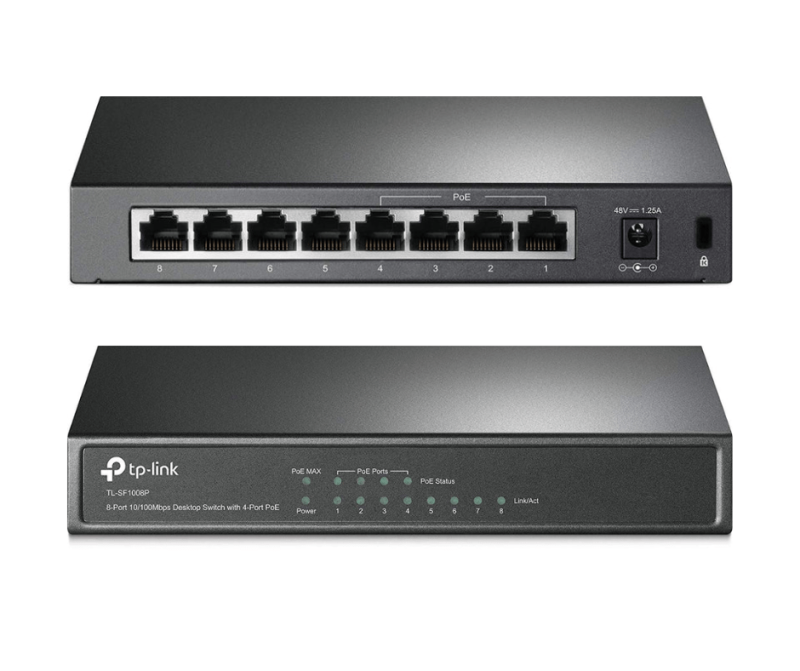 TP-Link TL-SF1008P 8-Port 10/100Mbps Desktop Switch with 4-Port PoE+