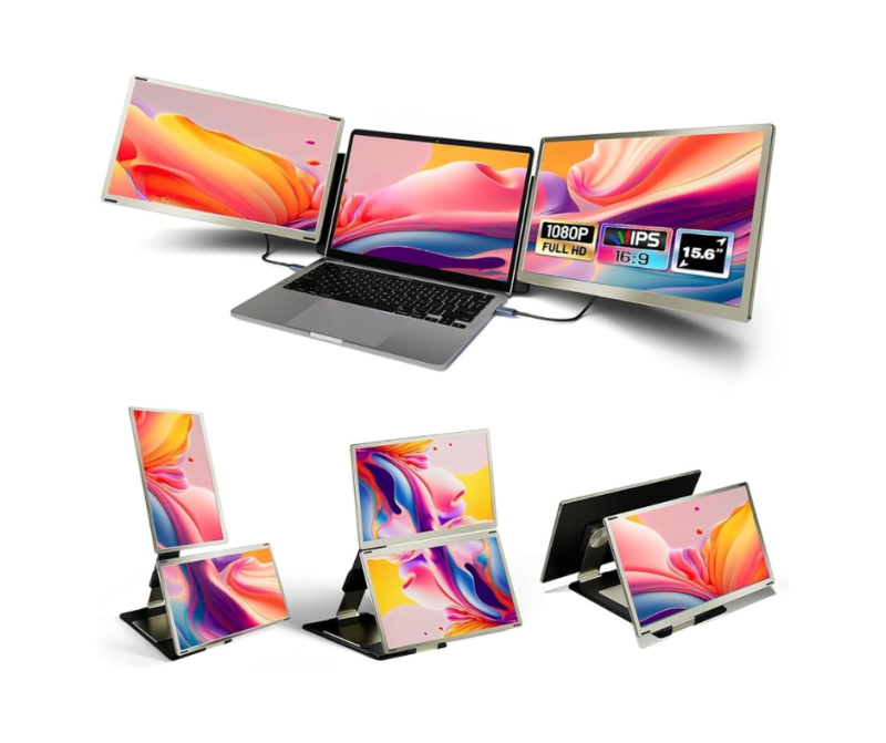 V2COM S6 15.6 ″Triple Laptop Screen Extender Monitor FHD 1080P IPS Laptop Monitor Extender Dual Screen