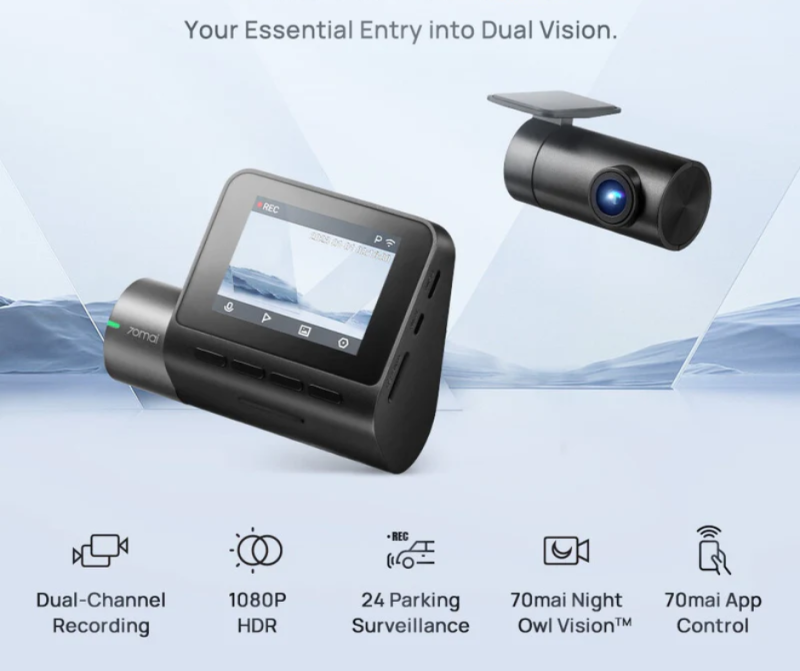 Xiaomi 70mai A200 HDR Dual Dash Camera